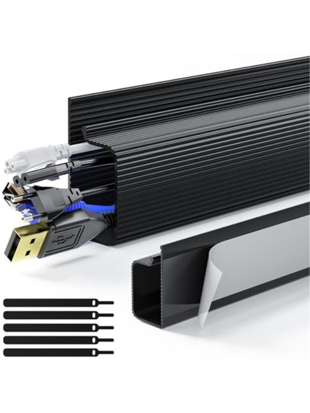 Under Desk Cable Management Tray Cord Organizer Wire Raceway Adhesive Black
